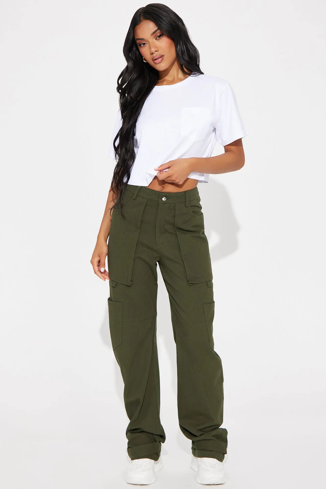 Melanie Straight Leg Cargo Pant - Olive sold by Fashion Nova