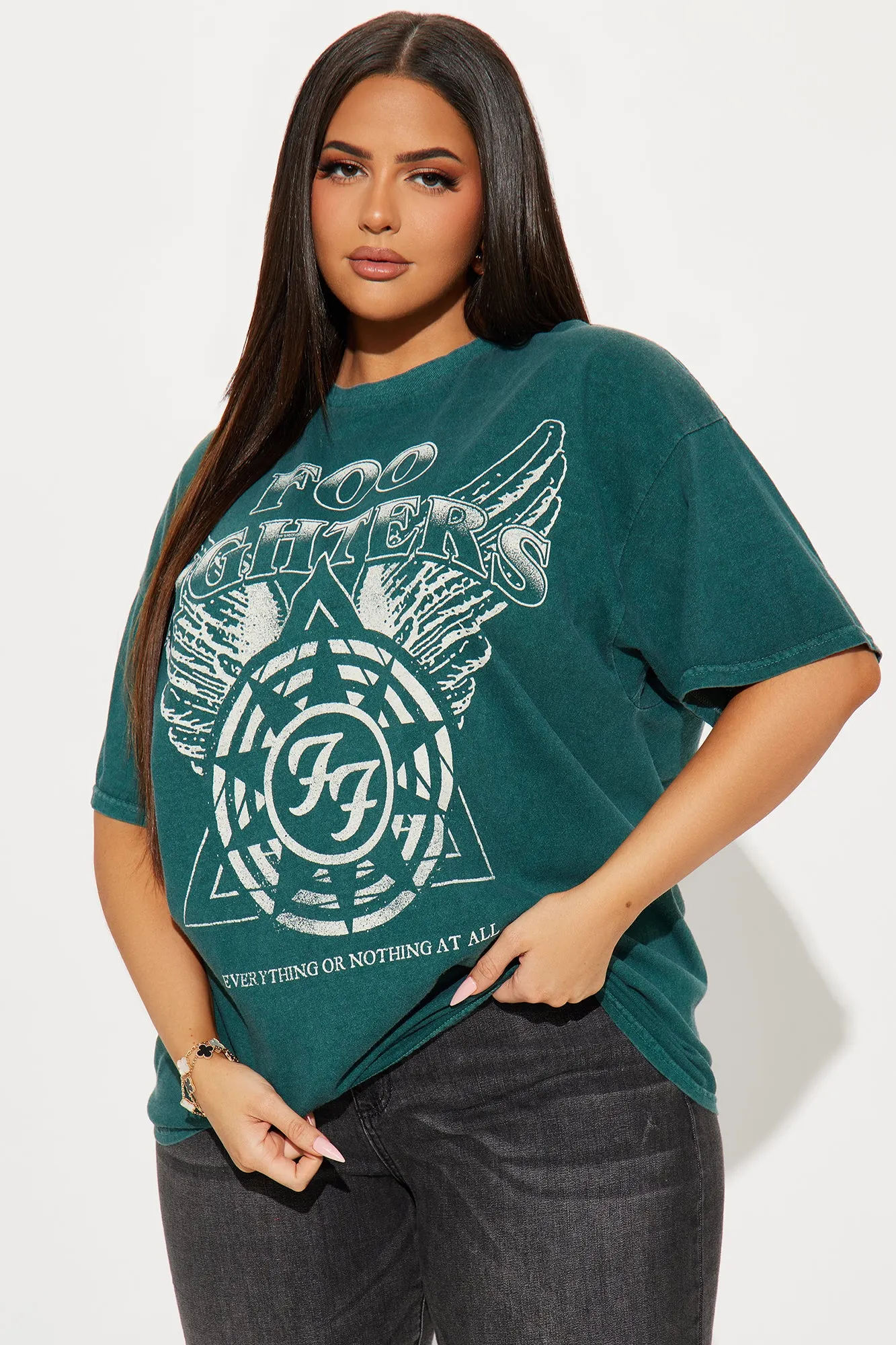 Foo Fighters Tour Washed Tee - Green sold by Fashion Nova product image thumbnail 5