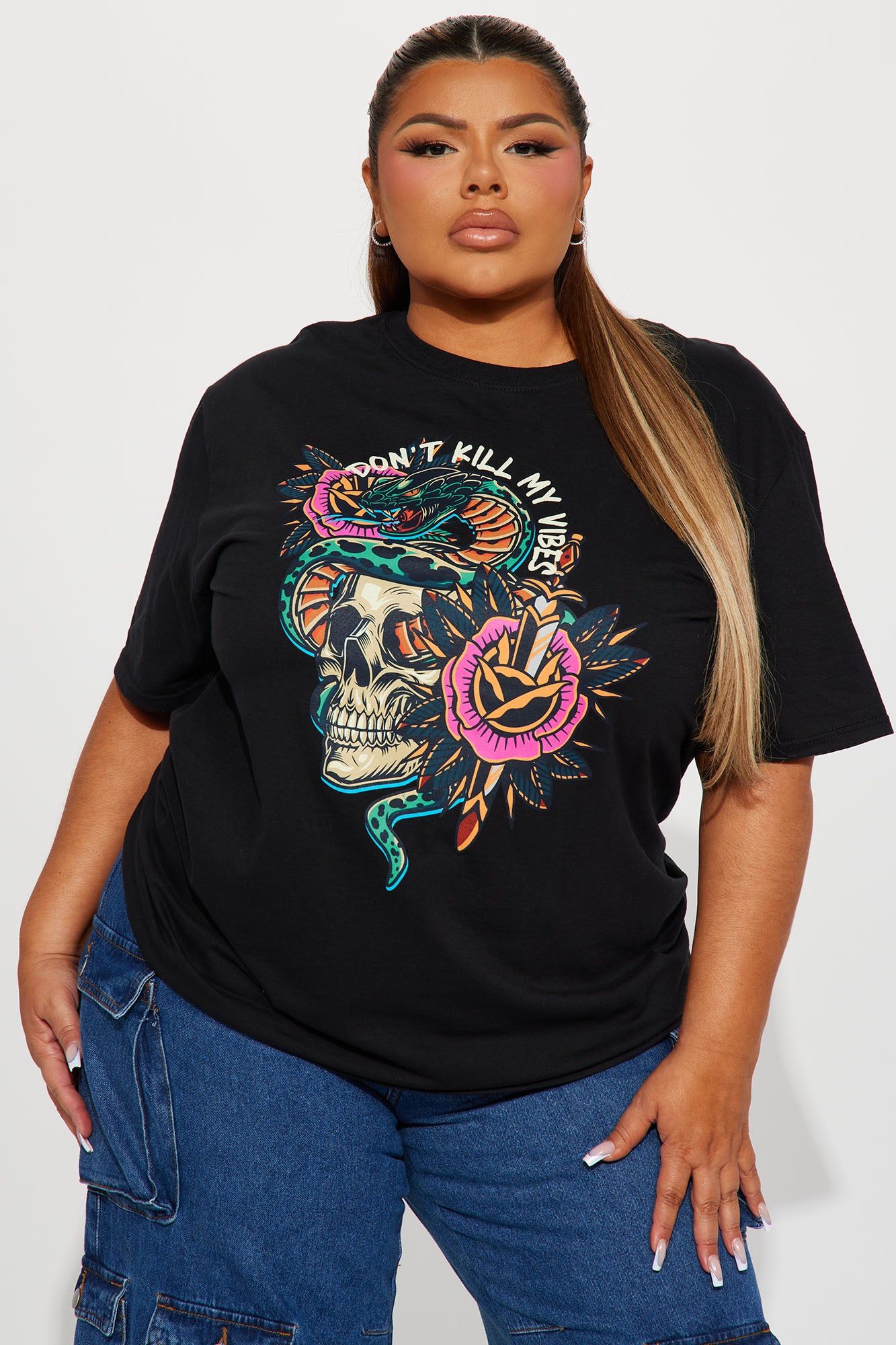 Don't Kill My Vibes Graphic Tee - Black sold by Fashion Nova product image thumbnail 4