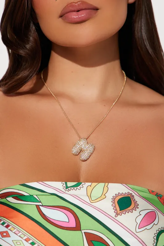Bubble Letter M Necklace - Gold sold by Fashion Nova
