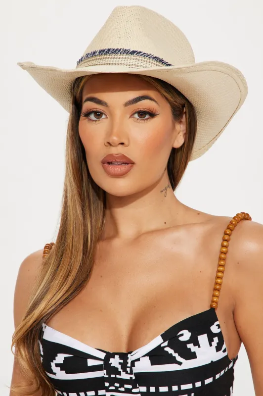 Go With The Wind Cowboy Hat - Natural/Combo sold by Fashion Nova