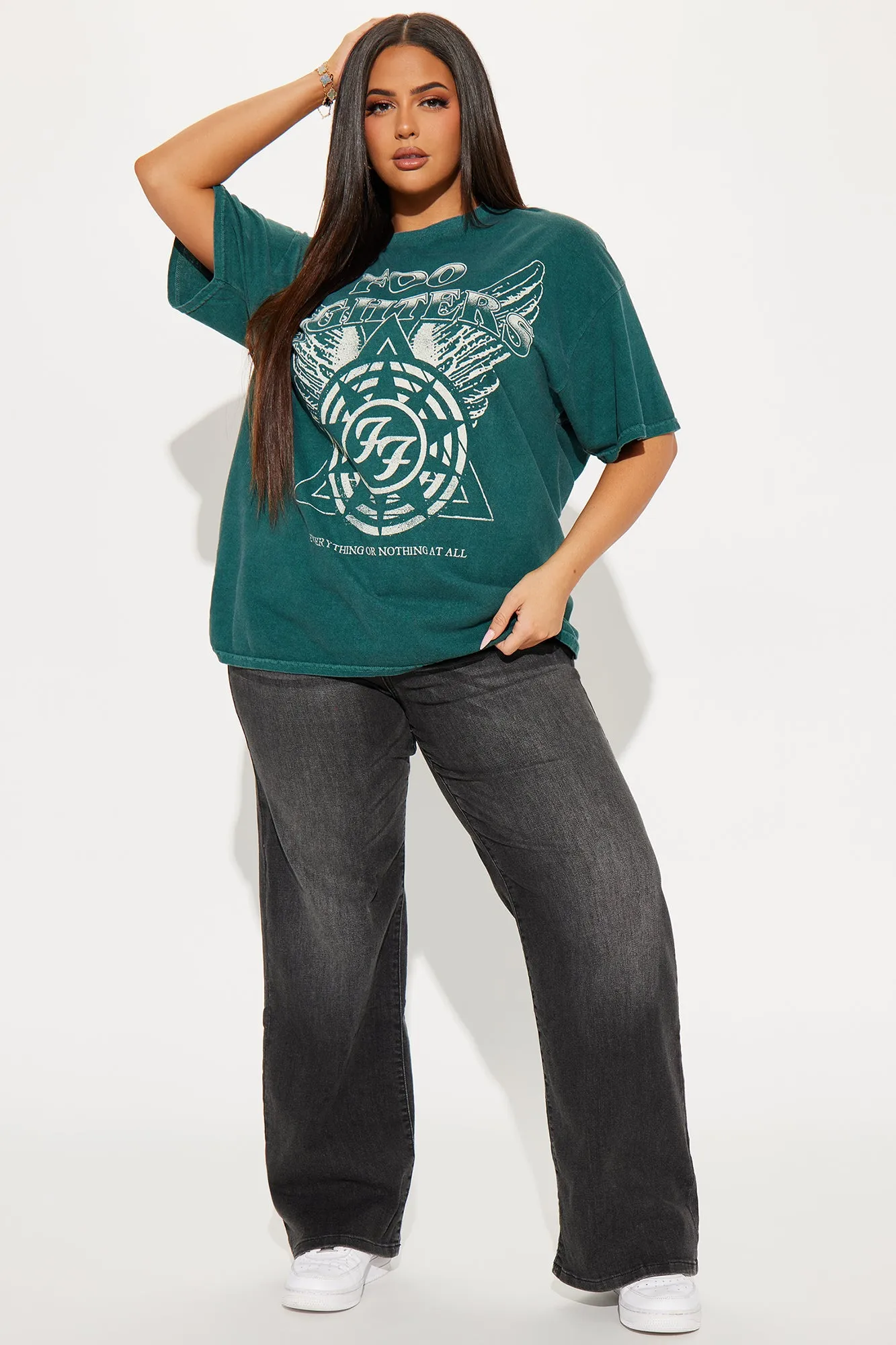 Foo Fighters Tour Washed Tee - Green sold by Fashion Nova product image thumbnail 4