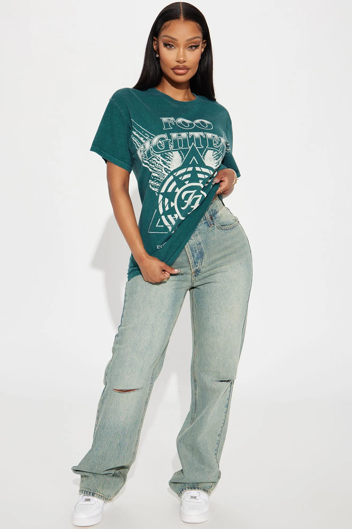 Foo Fighters Tour Washed Tee - Green sold by Fashion Nova product image thumbnail 3