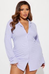 Lounging Around PJ Sleep Shirt - Purple sold by Fashion Nova