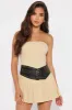 Tyla Pleated Mini Dress - Tan sold by Fashion Nova