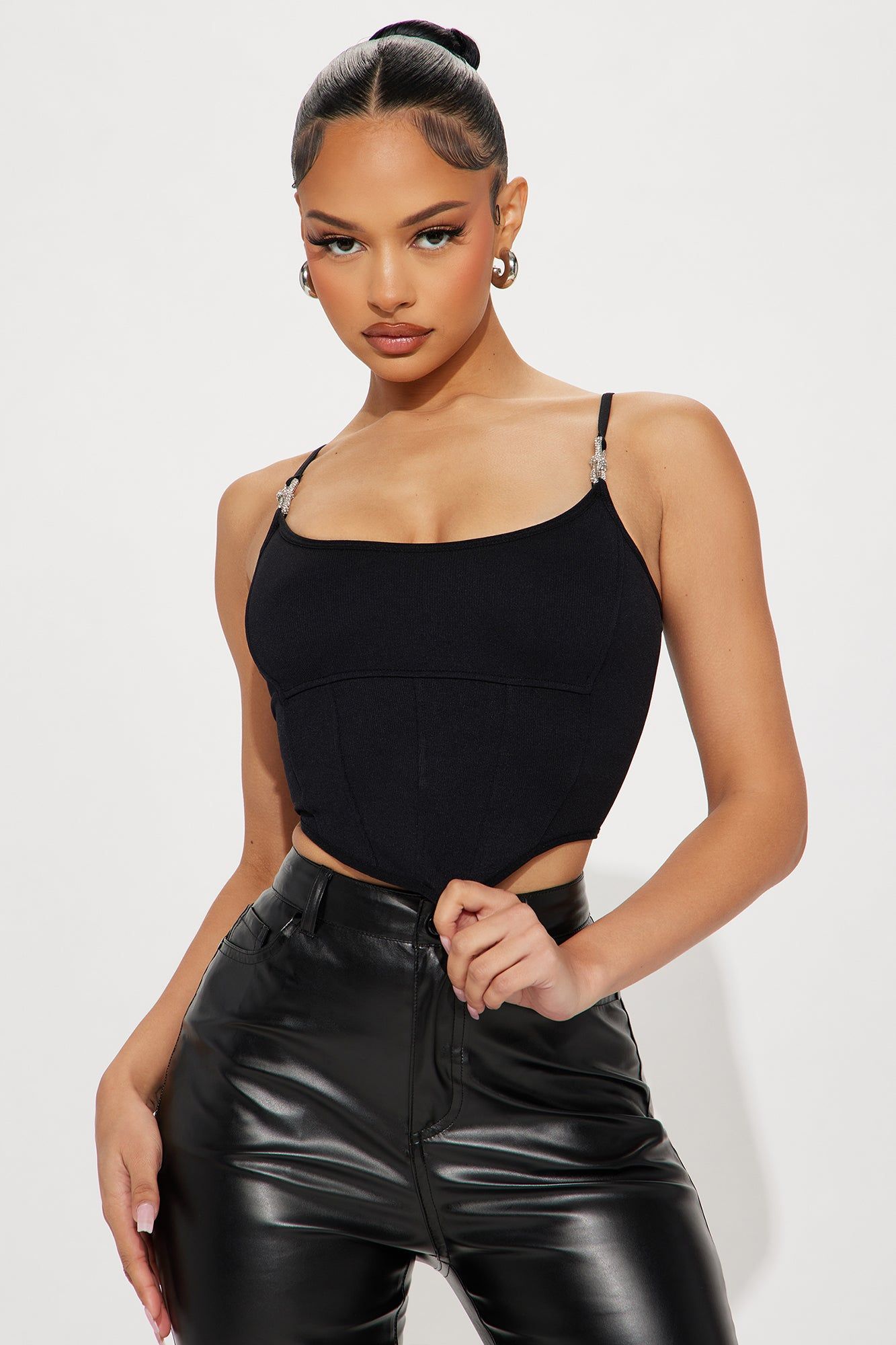 Irreplaceable Rhinestone Corset Top - Black sold by Fashion Nova