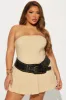 Tyla Pleated Mini Dress - Tan sold by Fashion Nova