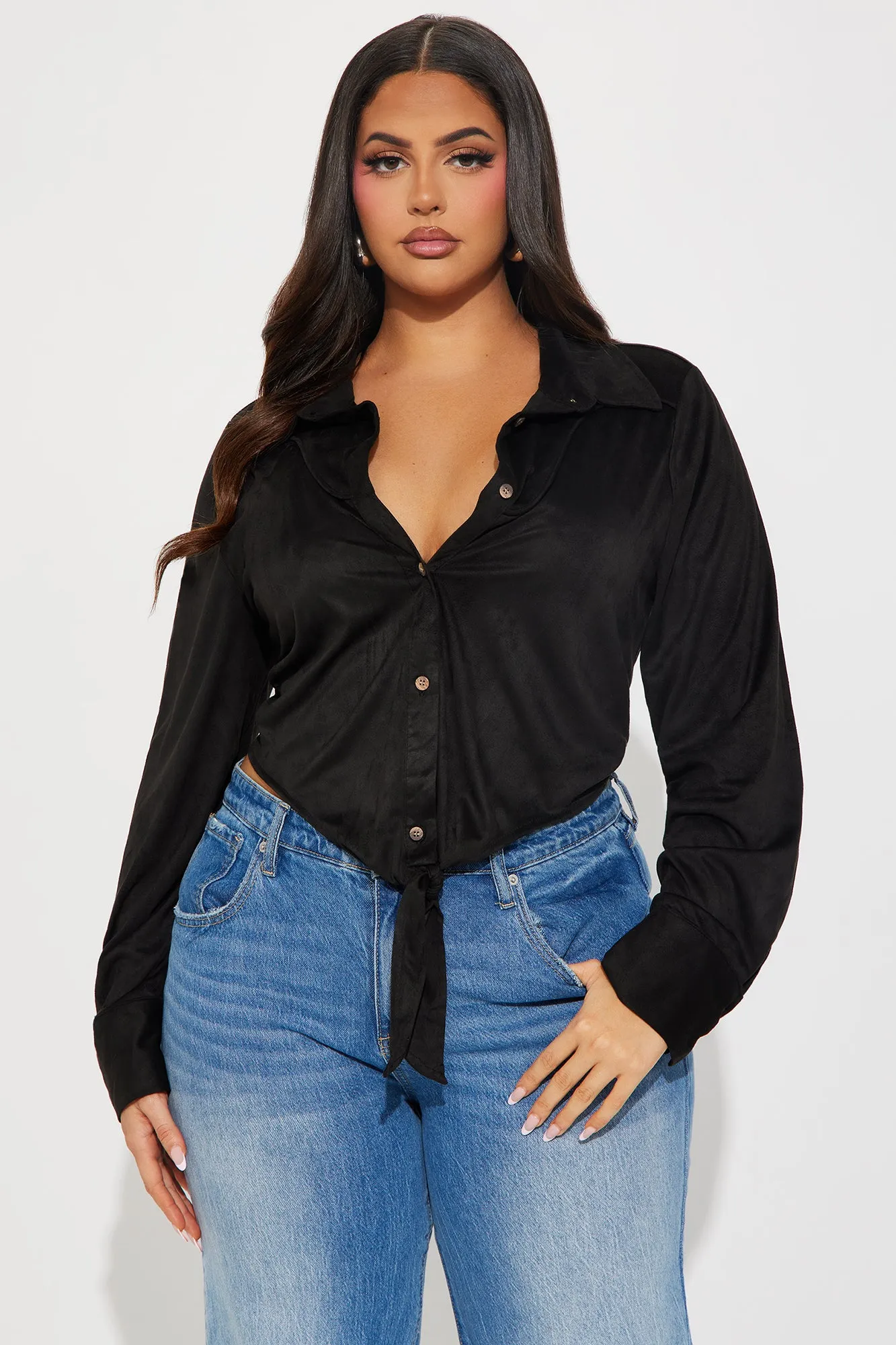 Yee Haw Faux Suede Shirt - Black sold by Fashion Nova product image thumbnail 4