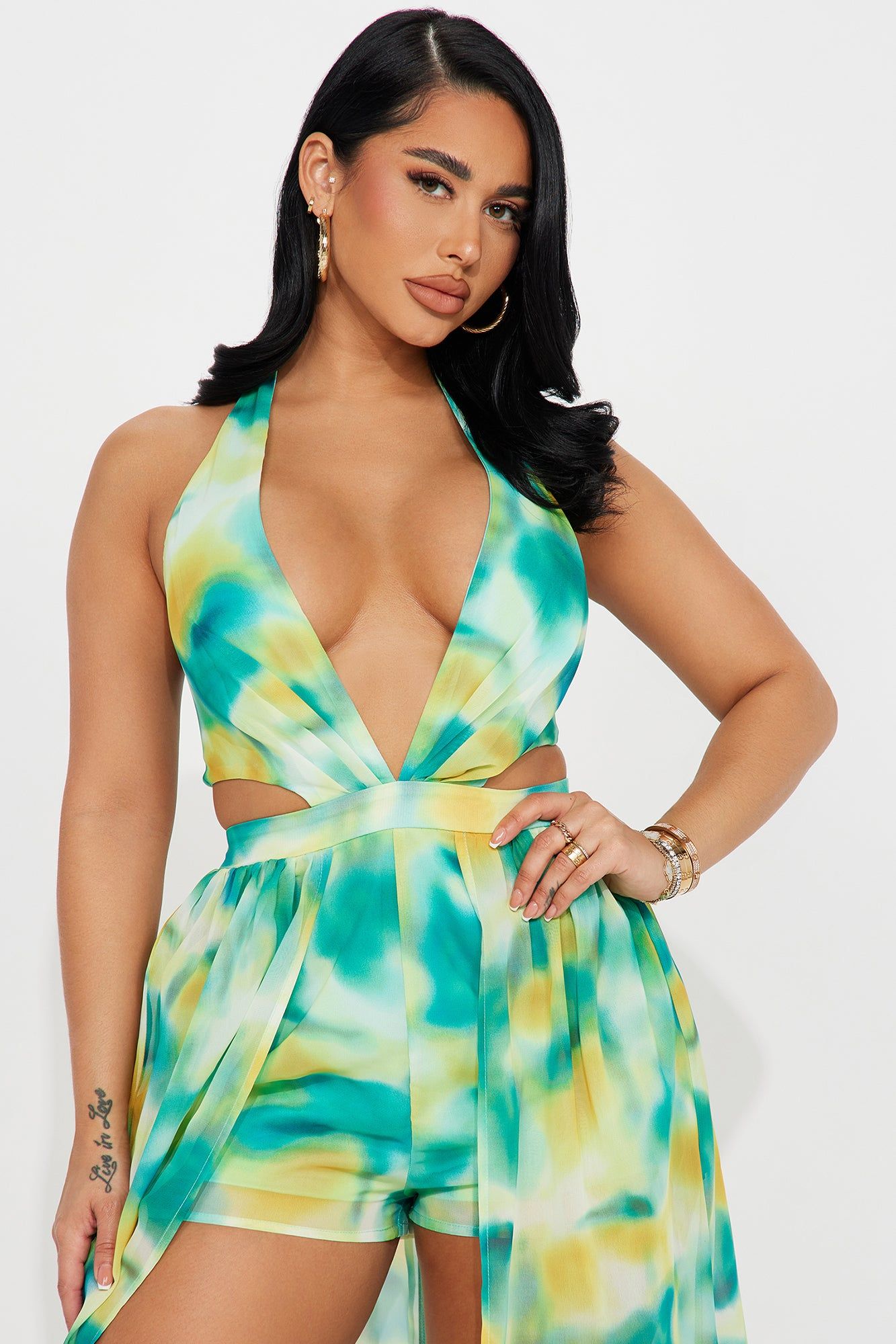 Blair Maxi Romper - Green/combo sold by Fashion Nova product image thumbnail 2