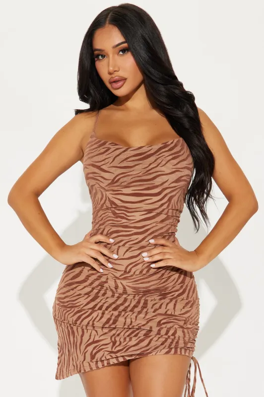 On The Prowl Mesh Mini Dress - Mocha sold by Fashion Nova