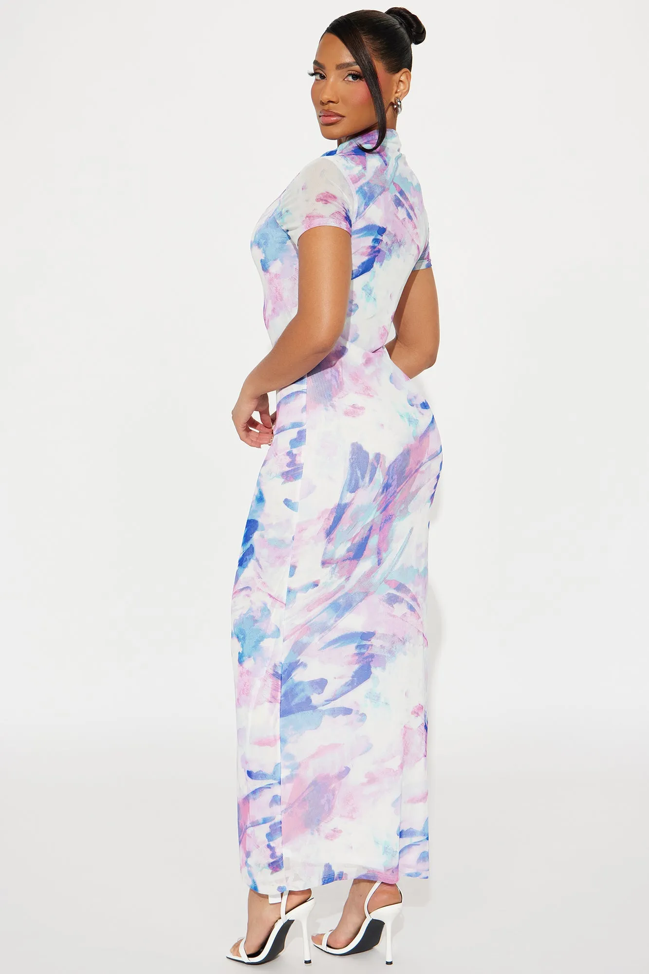 Jennifer Short Sleeve Mesh Maxi Dress - Blue/combo sold by Fashion Nova product image thumbnail 3