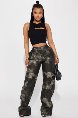 Alexa Washed Faux Leather Cargo Pant - Black sold by Fashion Nova