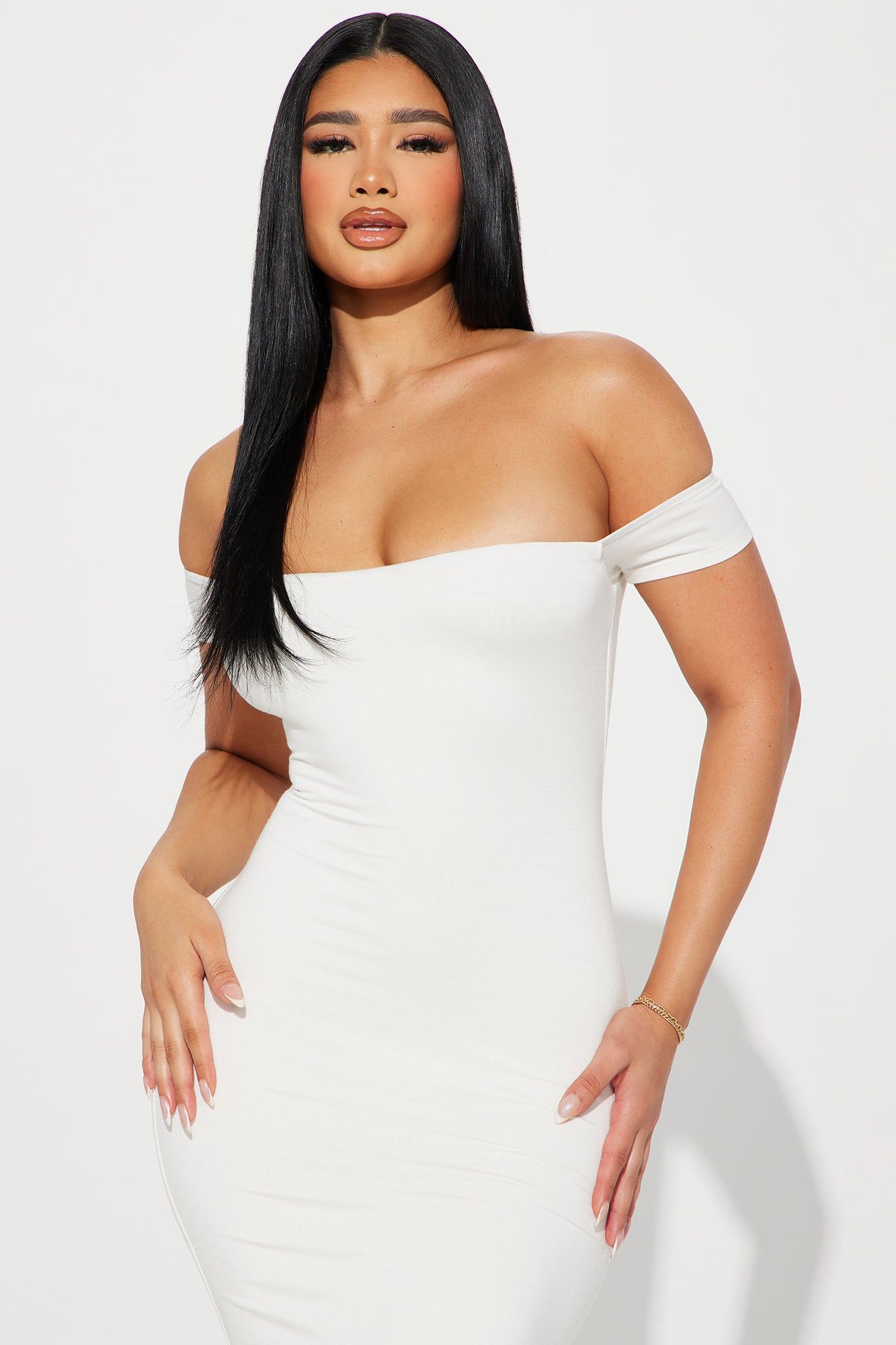Mina Smooth Double Lined Maxi Dress - Off White sold by Fashion Nova product image thumbnail 2