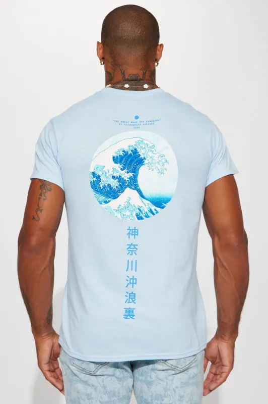 The Great Wave Short Sleeve Tee - Light Blue sold by Fashion Nova
