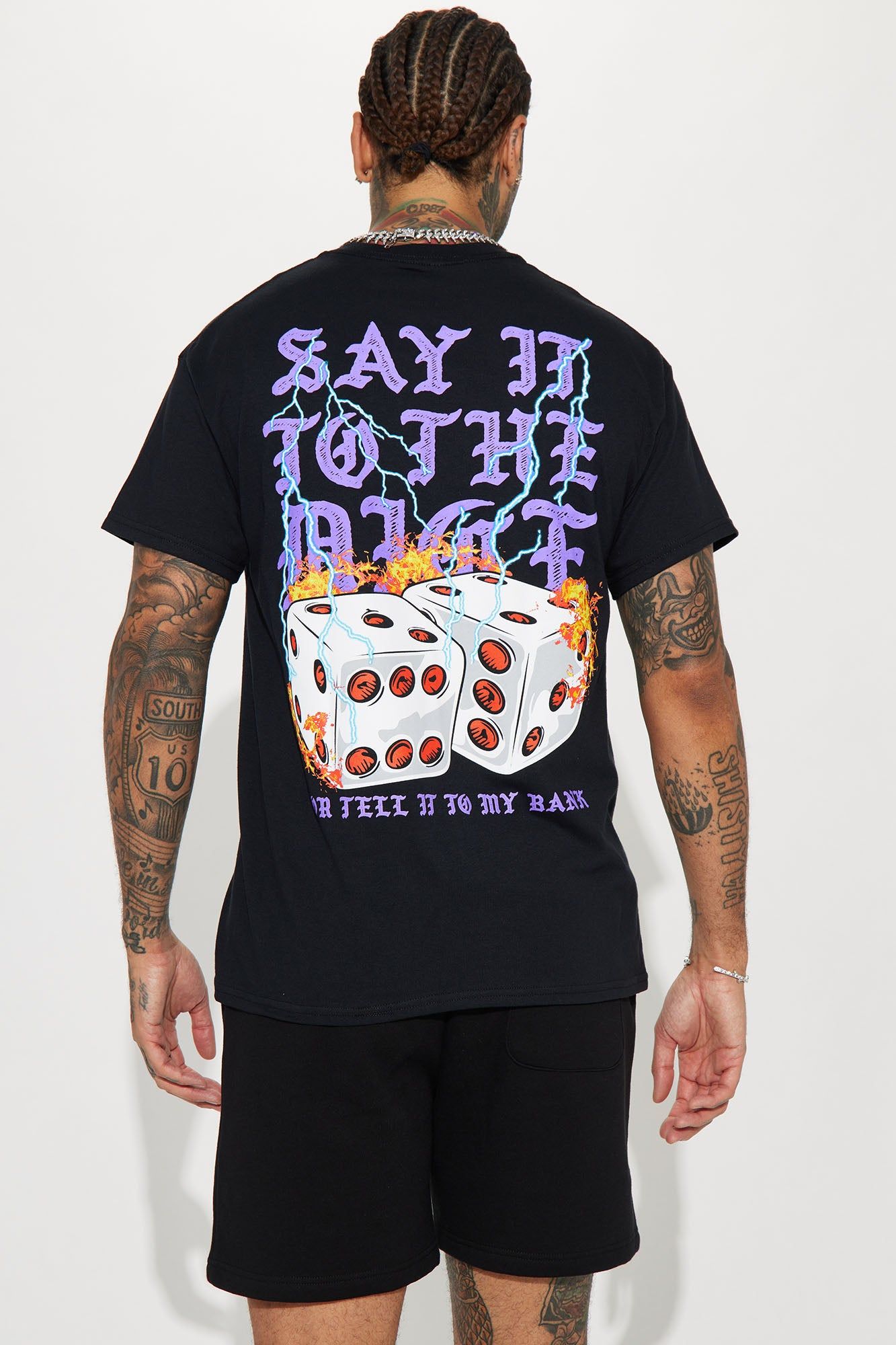Dice Talk Short Sleeve Tee - Black sold by Fashion Nova