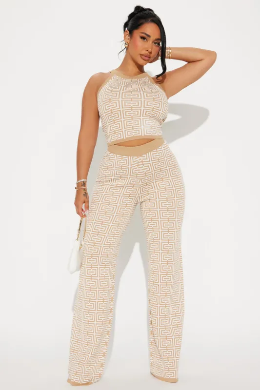 In A Wind Sweater Pant Set - Taupe/combo sold by Fashion Nova