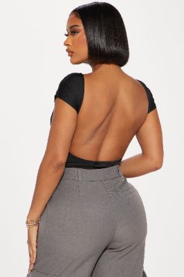 Choosing Sides Backless Bodysuit - Black sold by Fashion Nova