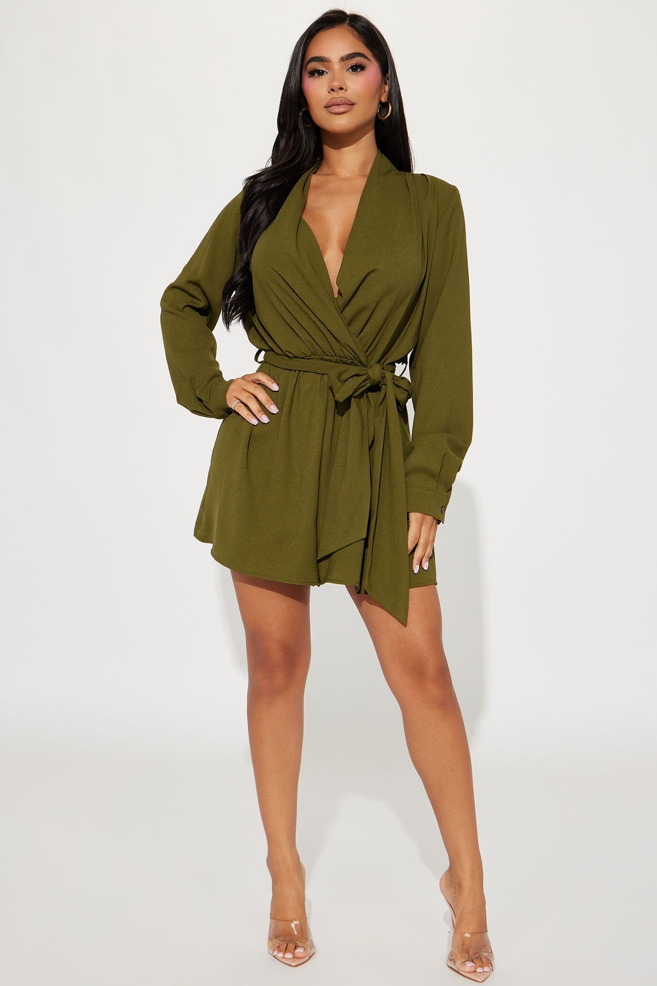 Nice For What Romper - Olive sold by Fashion Nova