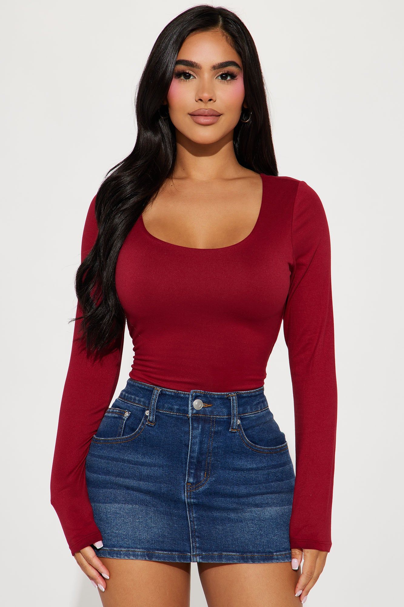 Kelly Double Lined Top - Burgundy sold by Fashion Nova
