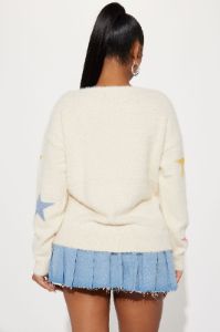 Stare At The Stars Fuzzy Knit Sweater - Cream sold by Fashion Nova