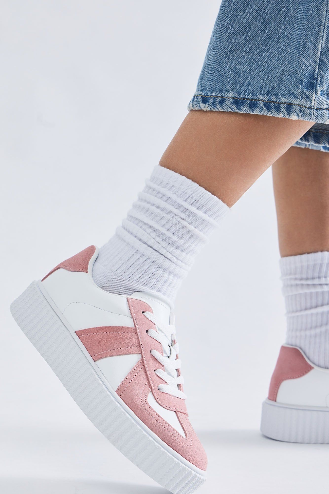Two Way Street Sneakers - Pink/combo sold by Fashion Nova