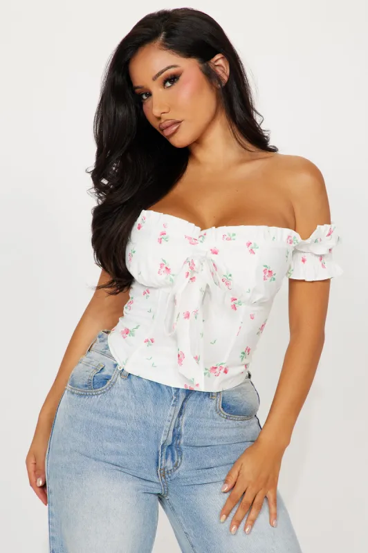 Catching Feelings Floral Corset Top - Ivory/combo sold by Fashion Nova