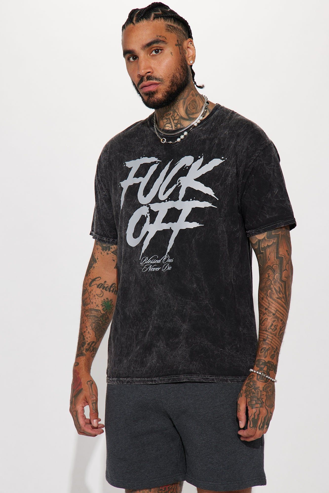 Fuck Off Forever Short Sleeve Tee - Black sold by Fashion Nova