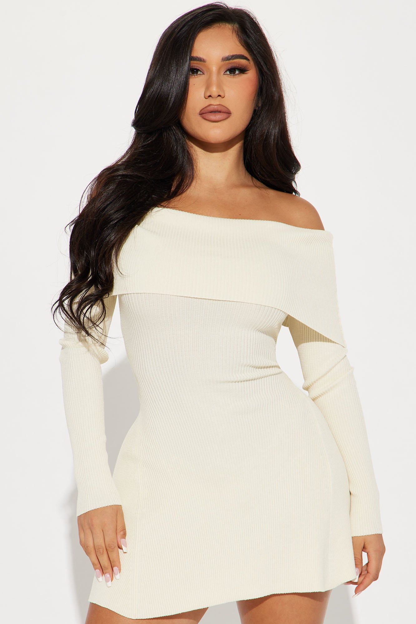 Amara Sweater Mini Dress - Ivory sold by Fashion Nova