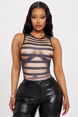 Hot To The Touch Tank Top - Black/combo sold by Fashion Nova