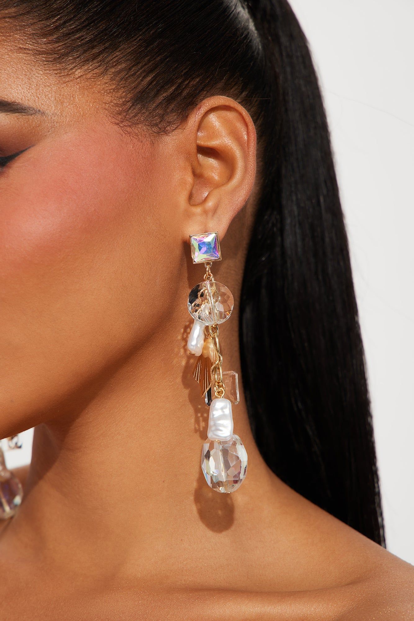 Sound Of The Waves Earrings - Gold/Clear sold by Fashion Nova