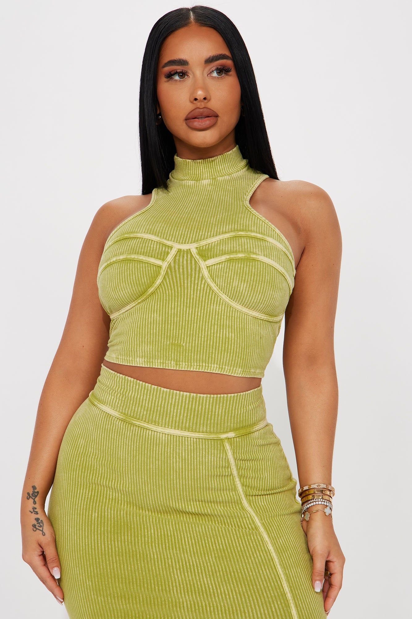 Anisa Ribbed Skirt Set - Lime sold by Fashion Nova product image thumbnail 2
