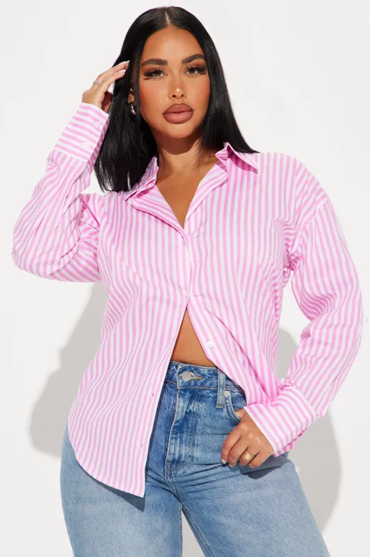 Newport Striped Shirt - Pink/combo sold by Fashion Nova