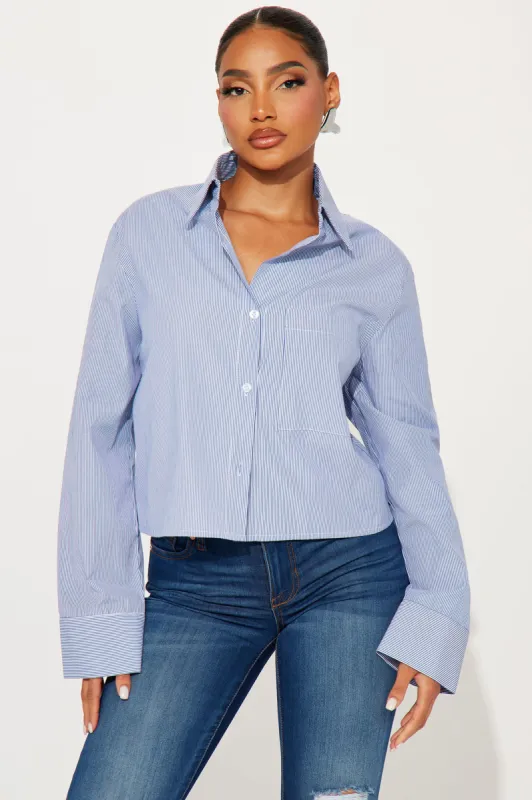 As I Am Striped Shirt - Blue/combo sold by Fashion Nova