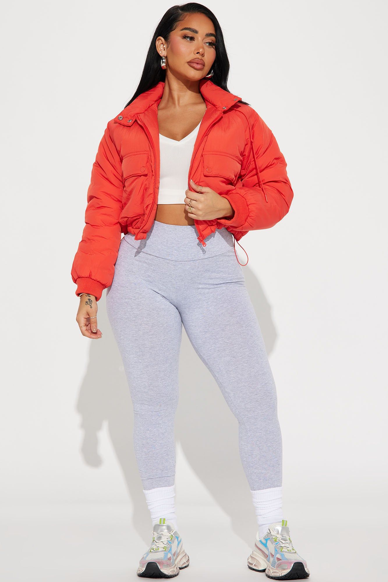 Giving You The Cold Shoulder Puffer Jacket - Red sold by Fashion Nova product image thumbnail 2