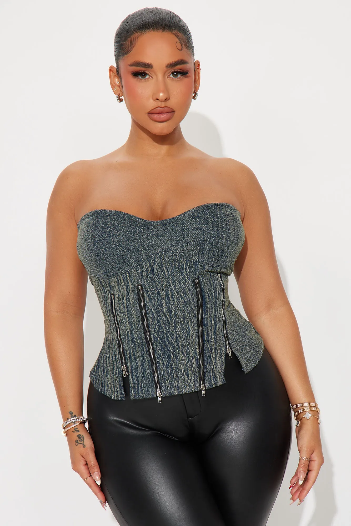 New Wave Washed Denim Top - Acid Wash Blue sold by Fashion Nova