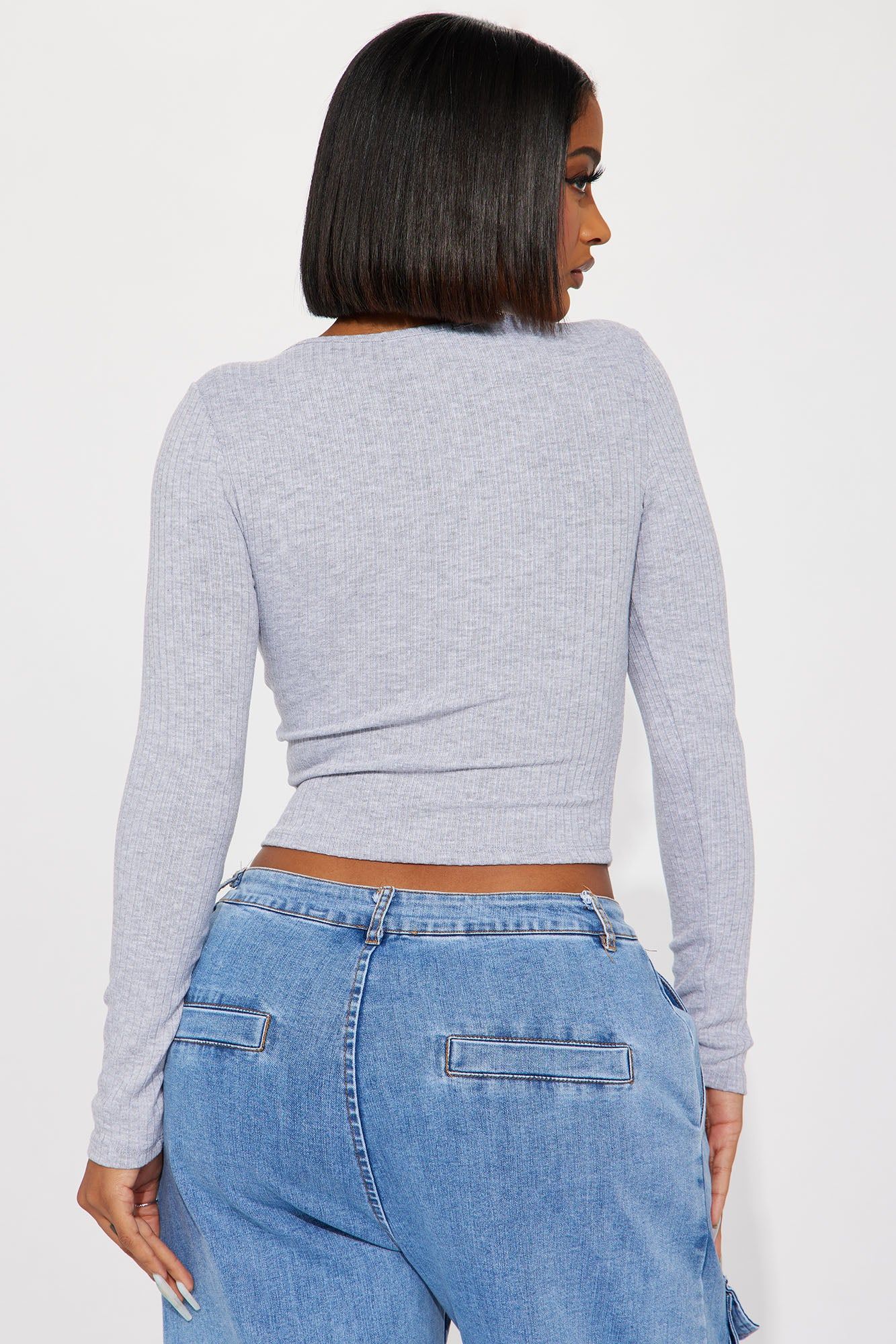 Emelia Ribbed Top - Heather Grey sold by Fashion Nova product image thumbnail 3