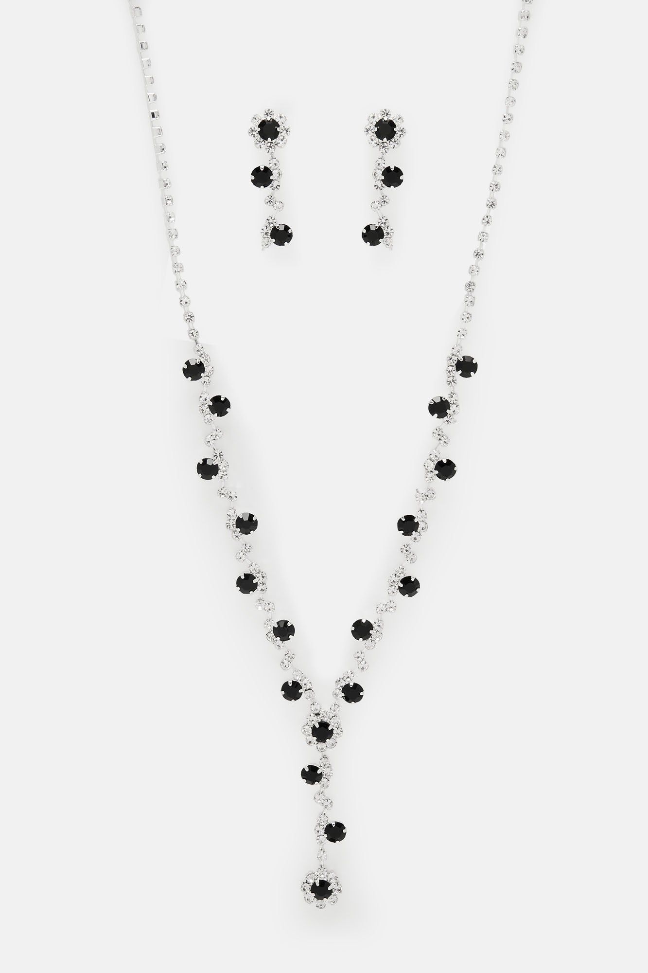 Cherished With Flowers Necklace And Earring Set - Silver/Black sold by Fashion Nova product image thumbnail 3