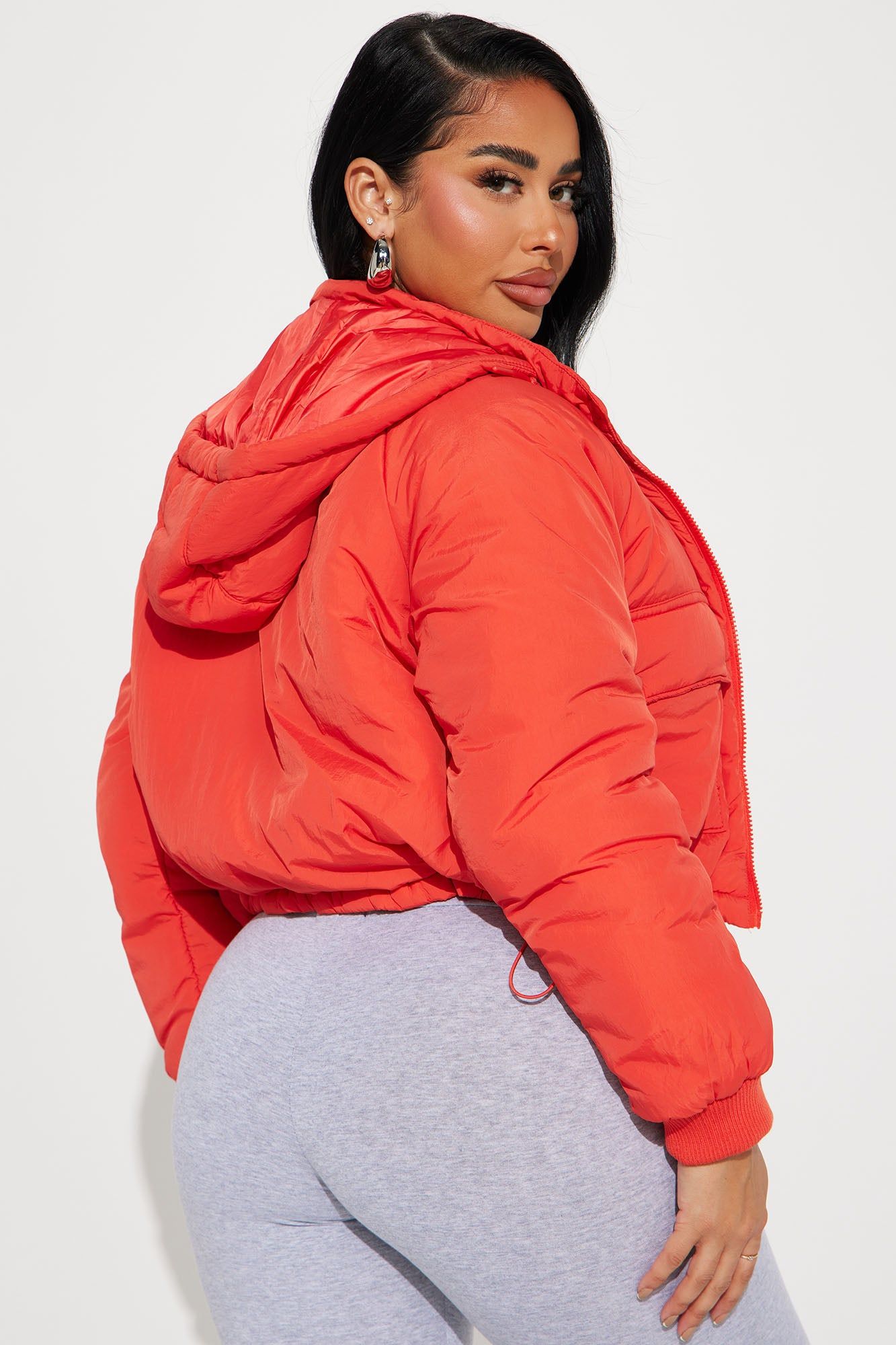 Giving You The Cold Shoulder Puffer Jacket - Red sold by Fashion Nova product image thumbnail 3