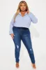 As I Am Striped Shirt - Blue/combo sold by Fashion Nova