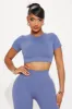 Body Goals Effortless Seamless Active Set - Slate Blue sold by Fashion Nova