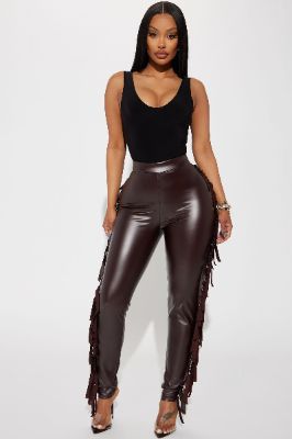 Shaking It Fringe Legging - Chocolate sold by Fashion Nova