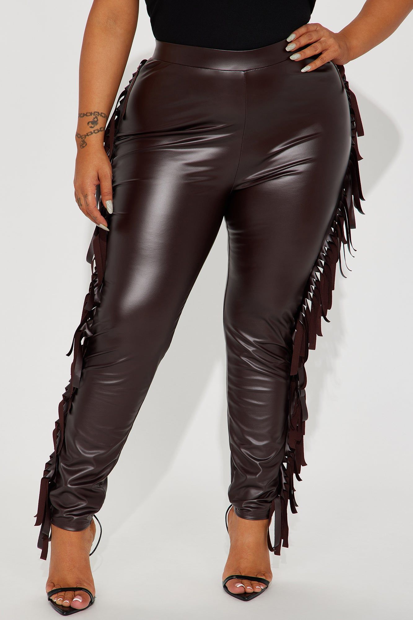 Shaking It Fringe Legging - Chocolate sold by Fashion Nova product image thumbnail 5