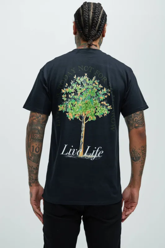 Live Life Short Sleeve Tee - Black sold by Fashion Nova