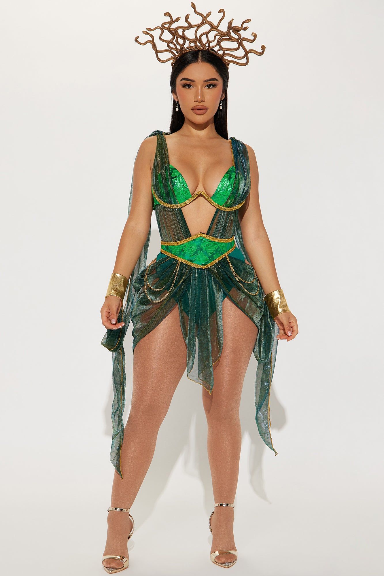 Serpent Queen 3 Piece Costume Set - Green/combo sold by Fashion Nova