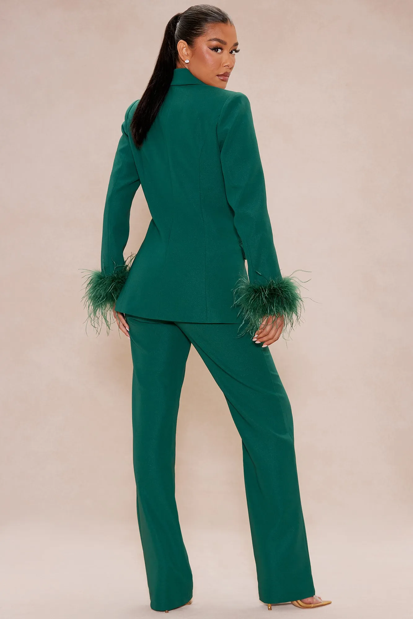 Clarissa Feather Blazer Suit Set - Hunter sold by Fashion Nova product image thumbnail 4