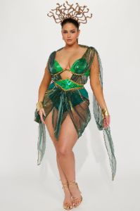 Serpent Queen 3 Piece Costume Set - Green/combo sold by Fashion Nova