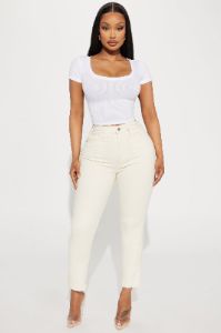 Ella Scoop Neck Tee - White sold by Fashion Nova