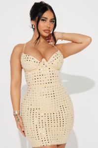 Anais Embellished Mini Dress - Nude sold by Fashion Nova
