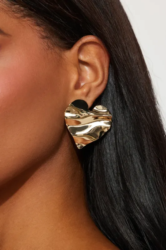 Team Love Stud Earrings  - Gold sold by Fashion Nova
