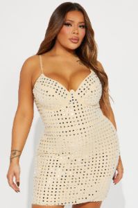 Anais Embellished Mini Dress - Nude sold by Fashion Nova